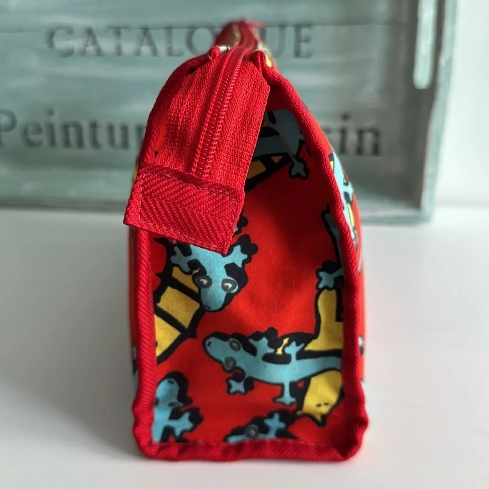 Marimekko Red Vintage from 1990’s Antti Eklund Lisko Lizard Pattern Toiletry Bag